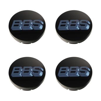 4 x BBS 3D Nabendeckel Ø56mm schwarz, Logo indigo blue - 58071068.4